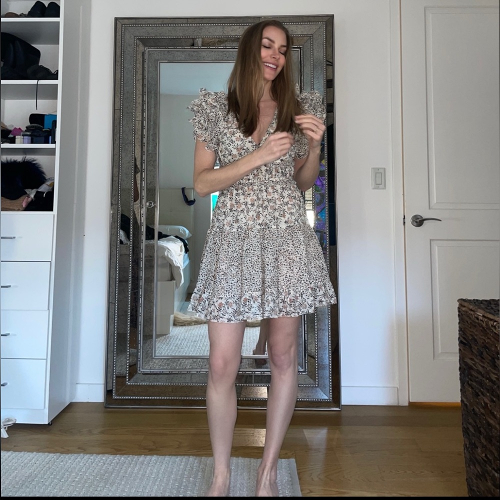 Ulla Johnson Floral Silk Dress with Ruffles